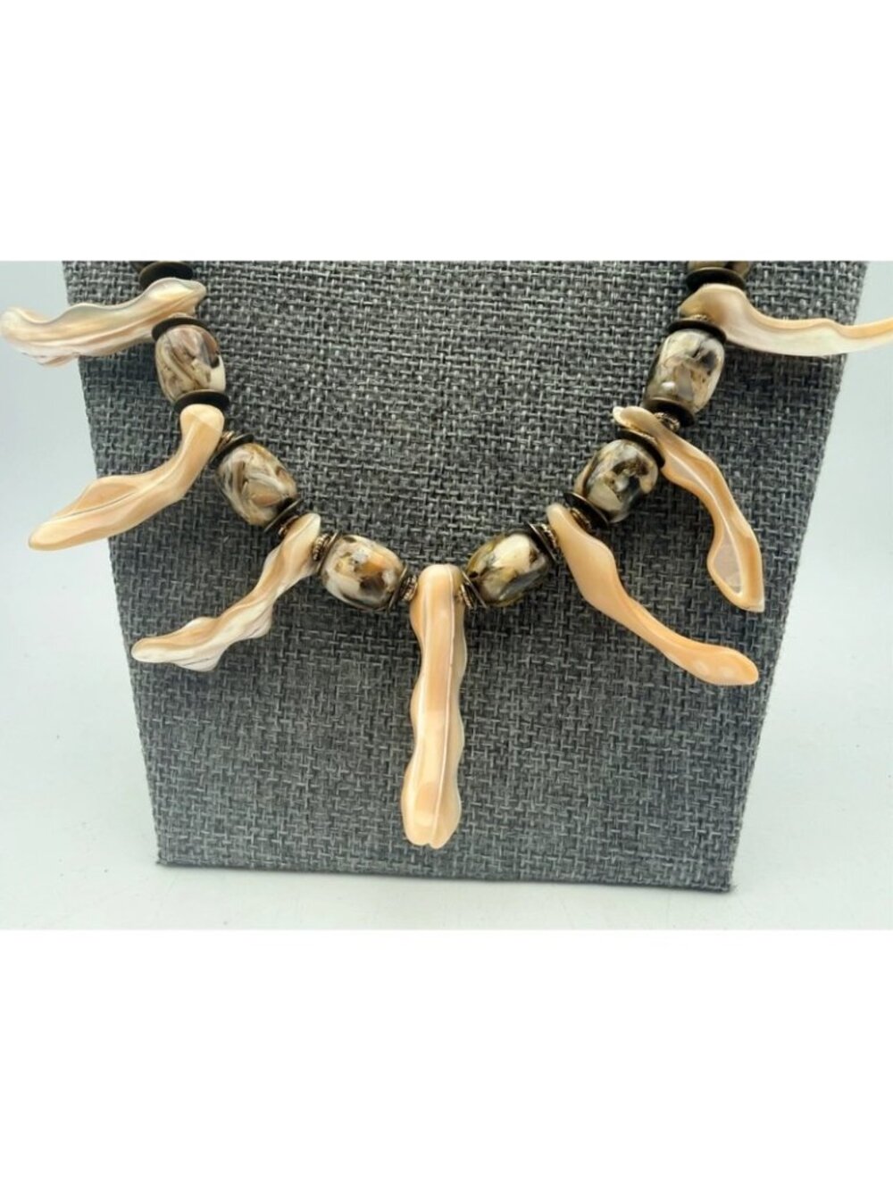 Genuine Coral Branch & Natural Shell Statement Necklace - Picture 2 of 11